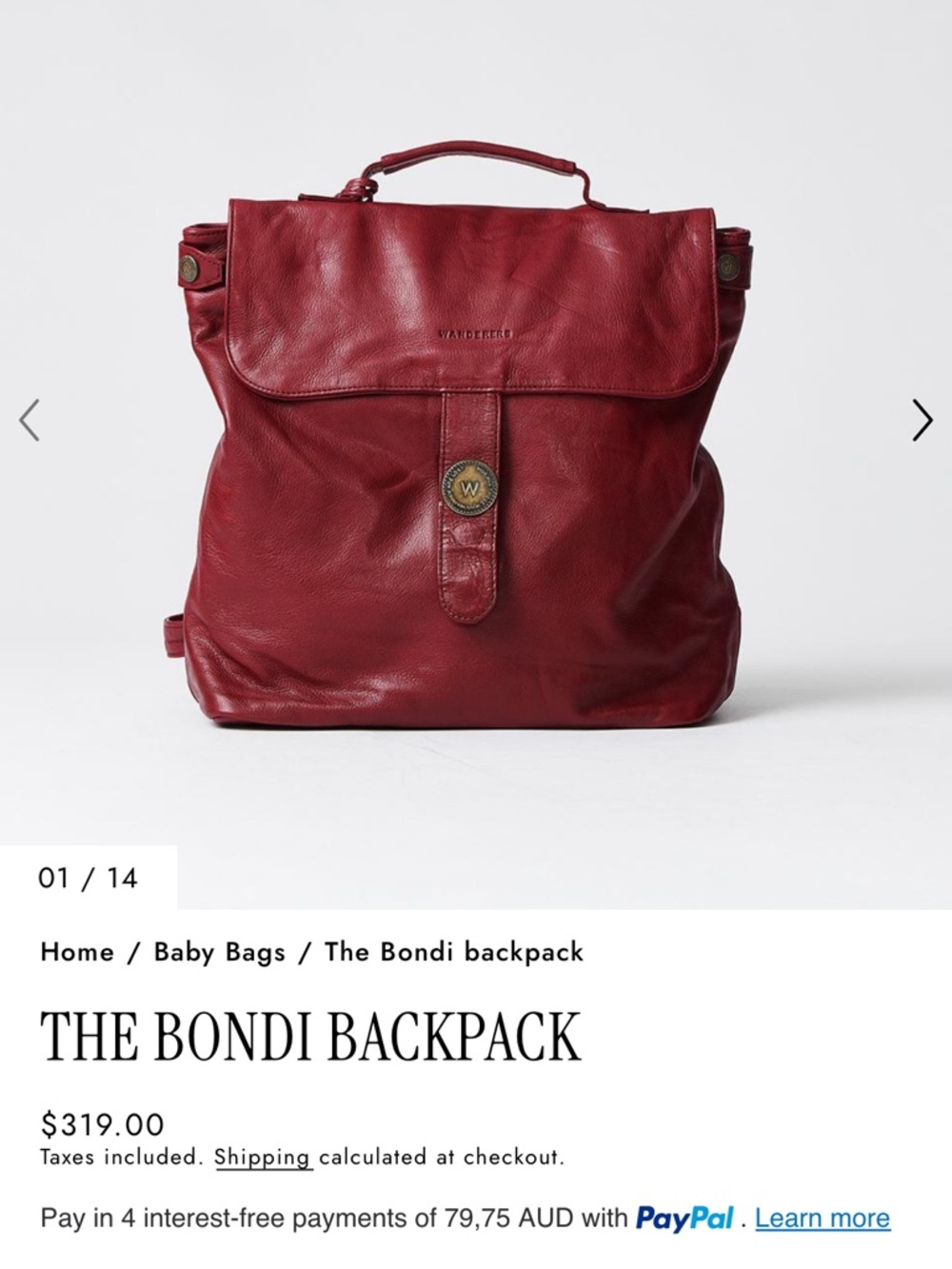 The Bondi Leather Backpack in Deep Wine